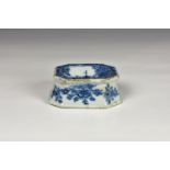 A Chinese export porcelain blue and white trencher salt, late 18th century, of typical flared