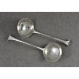 A pair of George III silver Onslow pattern sauce ladles, Thomas Dene, London, date letters