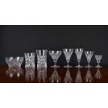A part suite of English mid-century cut drinking glasses, 1930s-50s, with diamond cut decoration