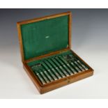 A cased set of silver plate Kings pattern fish knives and forks, for twelve settings by Mappin and