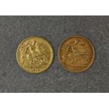 Two gold half sovereigns, one Edward VII, dated 1906, the other George V, dated 1912. (2)