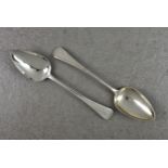 A pair of George III Provincial silver Old English pattern table spoons, Richard Ferris, Exeter,