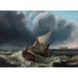 English School (19th century), Fishing boats and other shipping off the coast in stormy seas oil