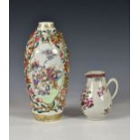 A Chinese porcelain famille rose floral encrusted vase, of elongated ovoid form, with two shaped