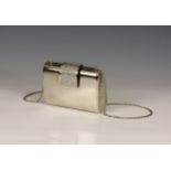 A Fior metallic metal evening clutch bag, with paste diamond effect clasp and original slip and card