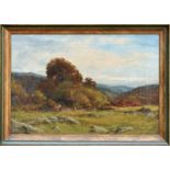 English School (second half 19th century), Woodsmen coppicing in a landscape oil on landscape,