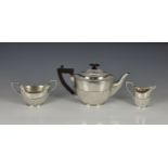 A Victorian silver three piece bachelor's tea service, Elkington & Co., Birmingham 1882 / 83,