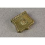 An Ottoman brass cartouche form palaska cartridge box / case, probably 19th century, with chased