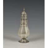 A George V silver sugar caster, Mappin & Webb Ltd., Sheffield 1929, of octagonal baluster form,