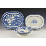 A Minton Genevese pattern wash bowl, 12½in. diameter; together with a Spode 'Ship Windsor Castle'