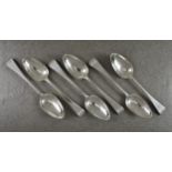 A set of six Channel Islands silver Old English pattern soup spoons, maker's mark LC, struck once