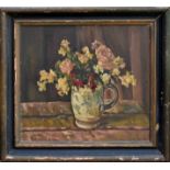 Richard Hayley Lever (Australian-American, 1876-1958), Still life of spring flowers in a jug oil