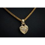 An 18ct yellow gold and diamond heart pendant, on a French 18ct gold snake link chain.