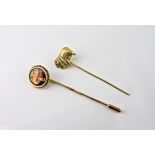 A Victorian 14ct gold fox stick pin in the style of William Essex, possibly by his pupil William