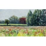 Maria B. Whinney (British, 1914-1995), 'Field in St Saviours' oil on board, signed with monogram and