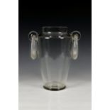 A rare Lalique Deux Anneaux Scarabées clear and frosted glass vase, model introduced in 1919, of