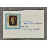 Philatelist interest - Great Britain Queen Victoria Penny black stamp - plate 8.