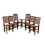 A set of six late beech, ash and elm ladderback dining chairs, late 19th / early 20th century,