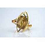 A Catherine Best 18ct gold, rutilated quartz and diamond cocktail ring, of contemporary design and