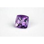 A cushion cut loose amethyst, measuring 11mm and of rich, purple colouring.