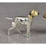 An Italian miniature silver and enamel model of a Dalmatian dog by Saturno, unmarked, standing 2 3/