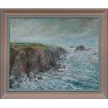Pat Howells (British, 20th century), 'Caerfi Bay', Pembrokeshire oil on canvas, signed and dated '