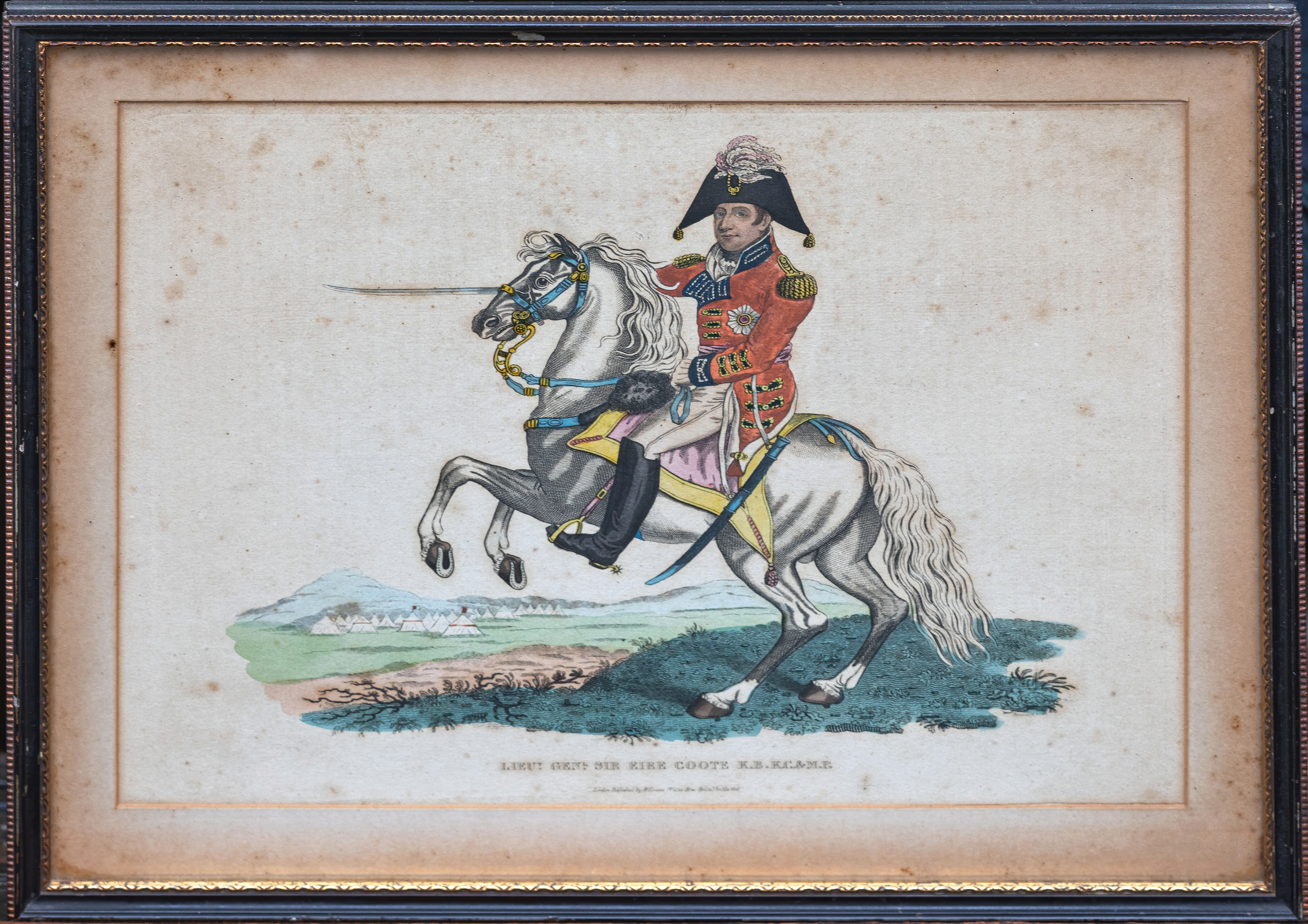 Military interest - an 18th century hand coloured engraving, titled 'Lieut. Gen.l Sir Eire Coote K. - Image 2 of 2