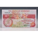 BRITISH BANKNOTE - The States of Guernsey - Twenty Pounds Z replacement, c. 1990, Signatory D. P.