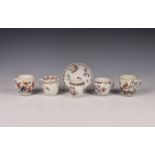 A small collection of late 18th century Chinese porcelain, comprising a famille rose cup and saucer,