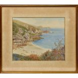 Attributed to Walter Follen Bishop (British, 1856-1936), Saints Bay, Guernsey watercolour, signed