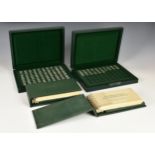 John Pinches - 100 Greatest Cars silver miniature ingot collection, in pressed green case, with