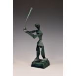 Al Green - a rare modernist Canadian bronze golfing figure sculpture, the golfing figure in full