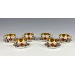 A set of six cabinet cups and saucers by Carlsbad Fine Porcelain, of Czechoslovakia, 1950s,