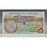 BRITISH BANKNOTE - The States of Guernsey - Five Pounds, c. 1980, Signatory W. C. Bull, low serial