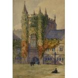 English School (19th century), Founders Tower, Magdalen College, Oxford watercolour, faintly