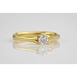 An 18ct yellow gold and diamond single stone ring, the brilliant cut diamond totalling 0.46ct and