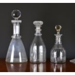 A Georgian panel cut decanter, with two facet cut neck rings and ground pontil, 10½in. (26.7cm.)