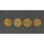 Four Edwardian gold half sovereigns, dated 1902, 1903 and two 1910. (4)