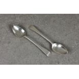 A pair of Channel Islands silver Old English pattern teaspoons, maker's mark LC, struck once plus