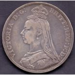 COINS : 1889 Victoria Silver Crown, good condition,