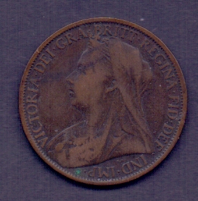 COINS : 1899 old head penny in good to fine condition