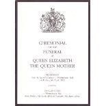 Royal related ceremonial pamphlets including Queen Mother Funeral, Opening of Parliament etc.