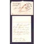 GREAT BRITAIN POSTAL HISTORY 1846 tiny envelope and letter from Exeter to Plymouth,