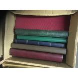 STAMPS : Two boxes of stock books of mainly used stamps much duplication,