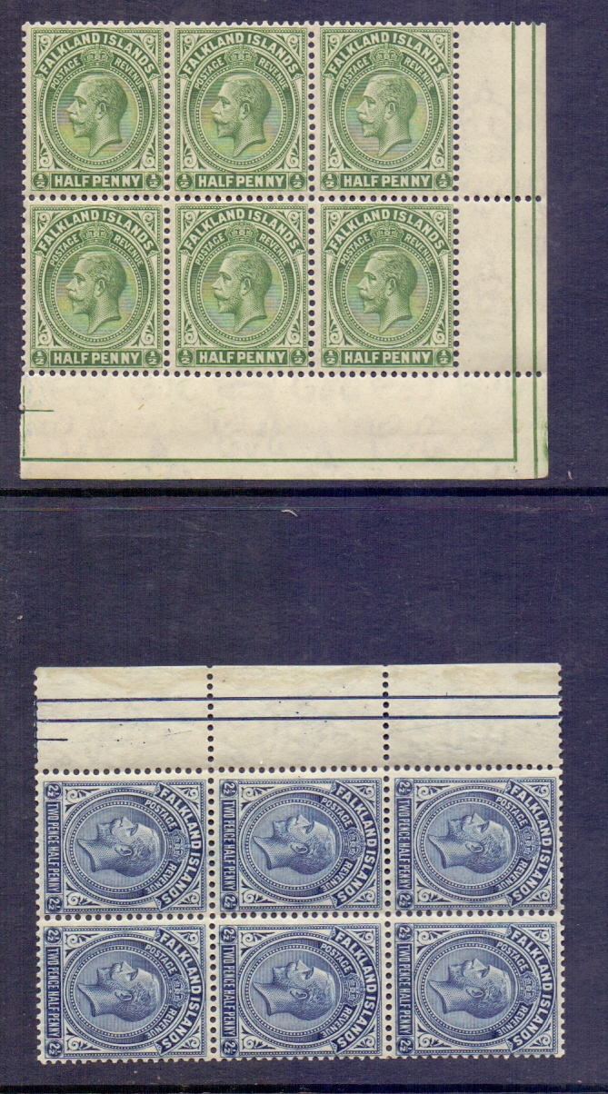 STAMPS: GV Falklands 1/2d and 2 1/2d in mint blocks of 6 plus GVI Dependencies to 1/- used on - Image 2 of 2