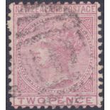 NEW ZEALAND STAMPS : 1874-78 QV 2d rose, wmk 6mm, line perf 12, fine used, SG 158.