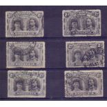 RHODESIA STAMPS : 1911 2d Double heads, 6 used examples, appear to be different shades.