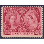 CANADA STAMPS : 1897 £1 Double Head mounted mint example SG 136 Cat £550