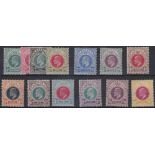 STAMPS : 1902 NATAL mounted mint set of 13 to 4/- SG 127-139