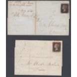 STAMPS POSTAL HISTORY : Two four margin Penny Blacks on wrappers,